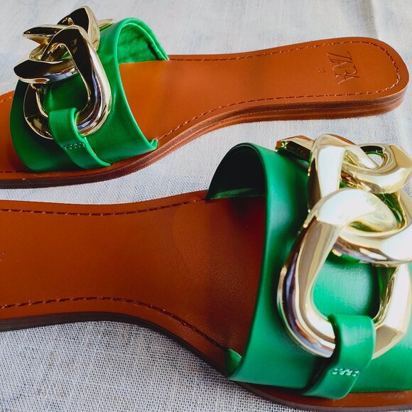 ZARA METAL CHAIN FLAT SANDAL SIZE 7.5 - Picture 9 of 16